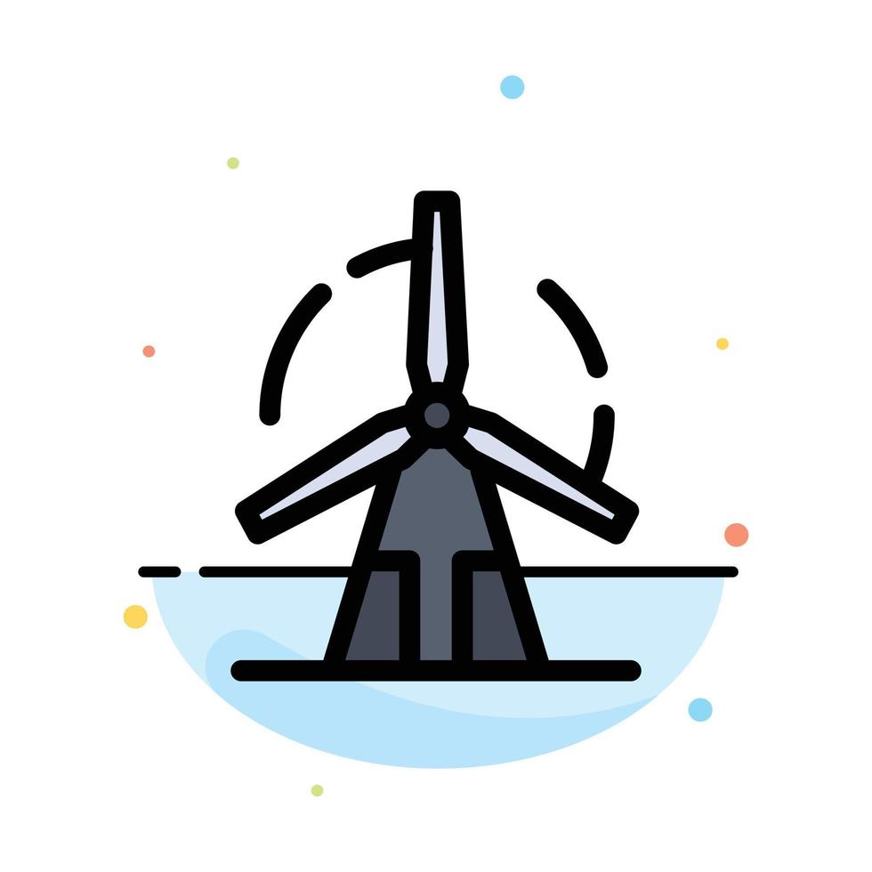 Clean Energy Green Power Windmill Abstract Flat Color Icon Template vector