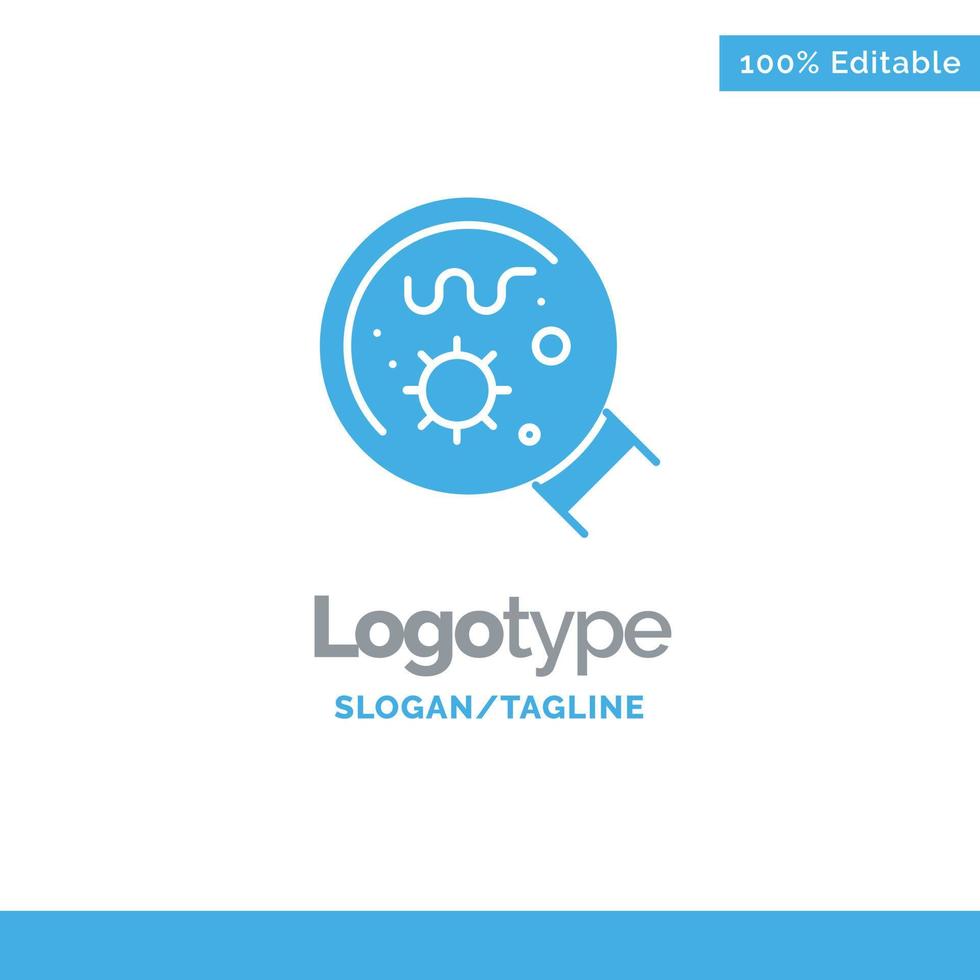 Germs Laboratory Magnifier Science Blue Solid Logo Template Place for Tagline vector