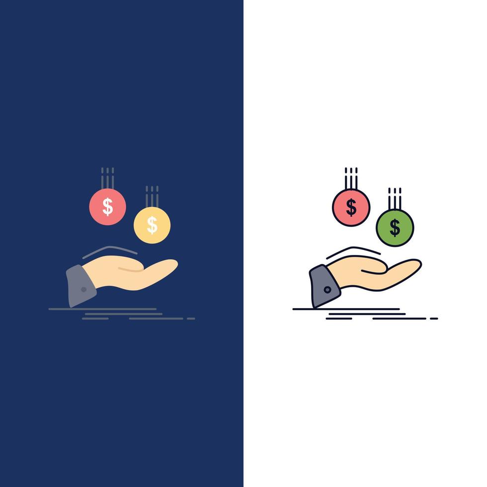 coins hand currency payment money Flat Color Icon Vector