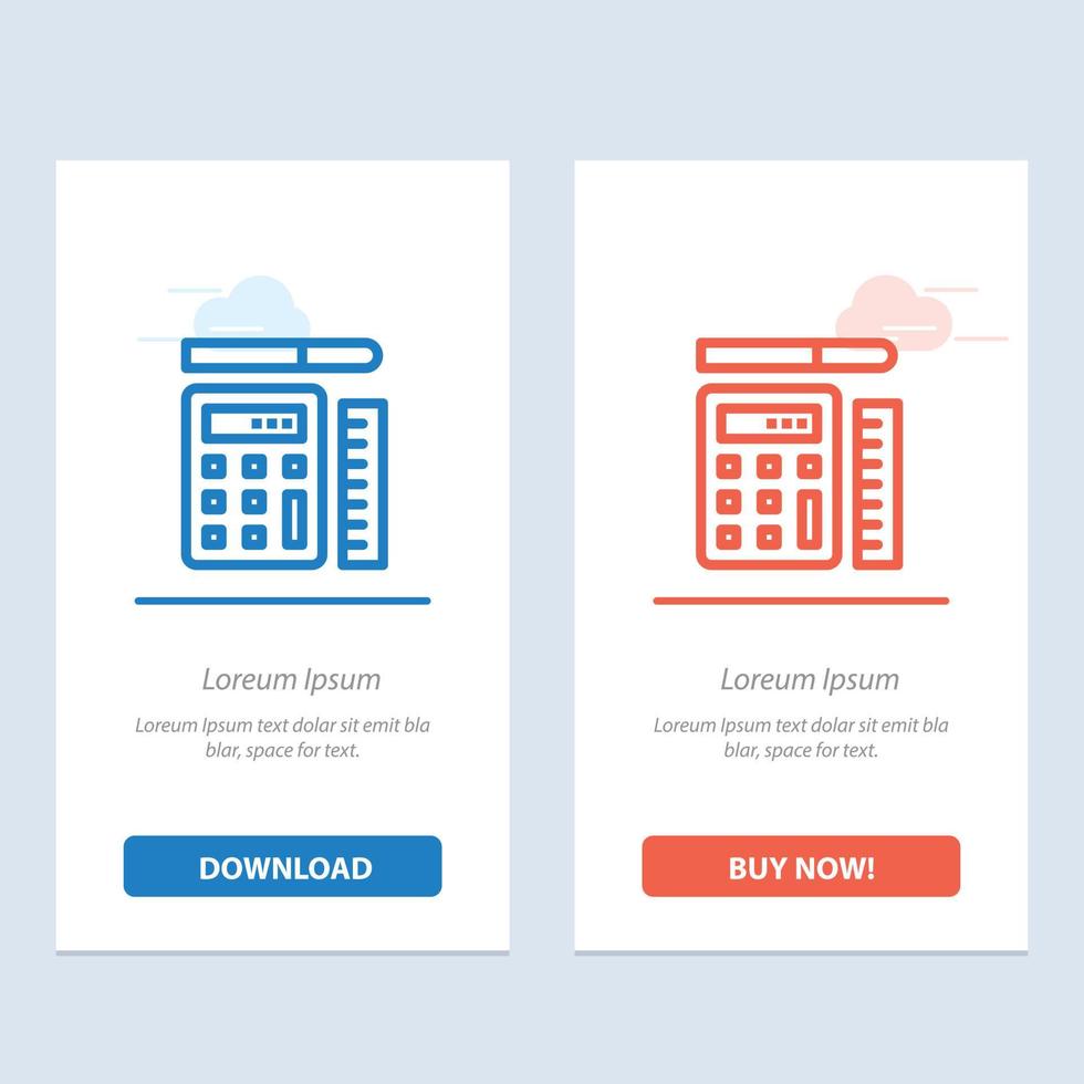 Pen Calculator Scale Education  Blue and Red Download and Buy Now web Widget Card Template vector