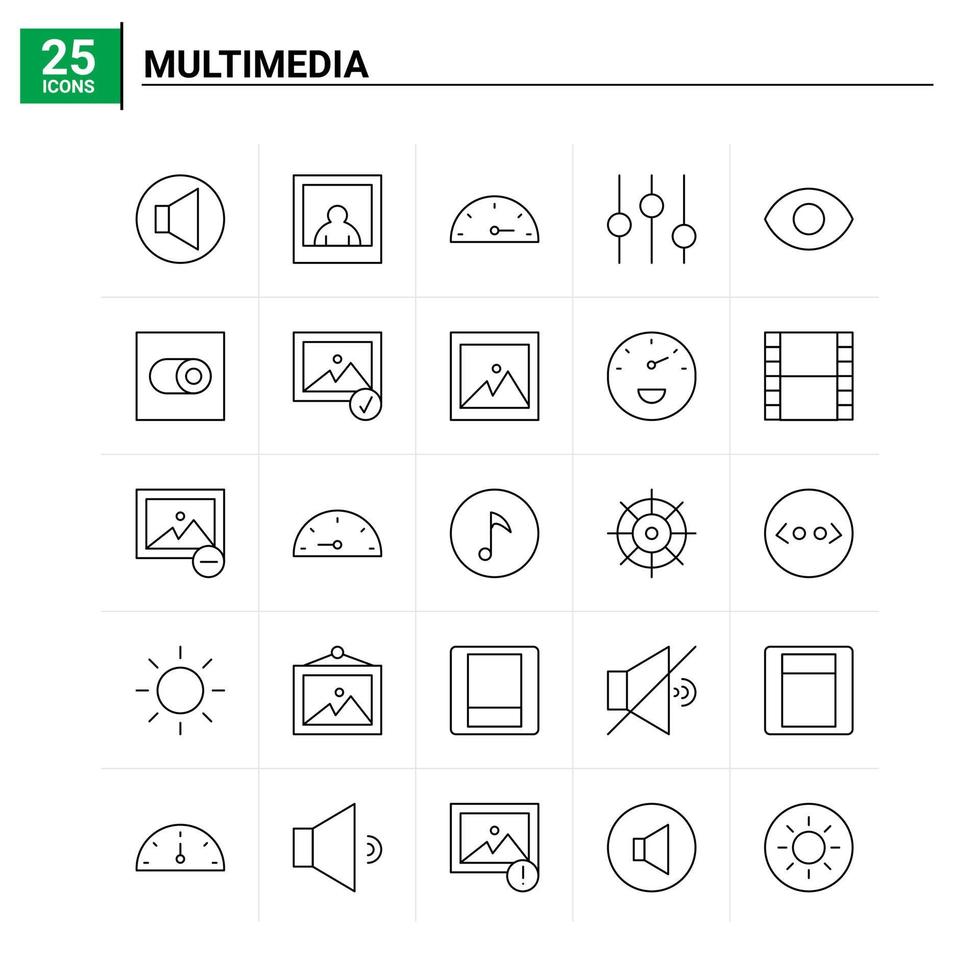 25 conjunto de iconos multimedia fondo vectorial vector