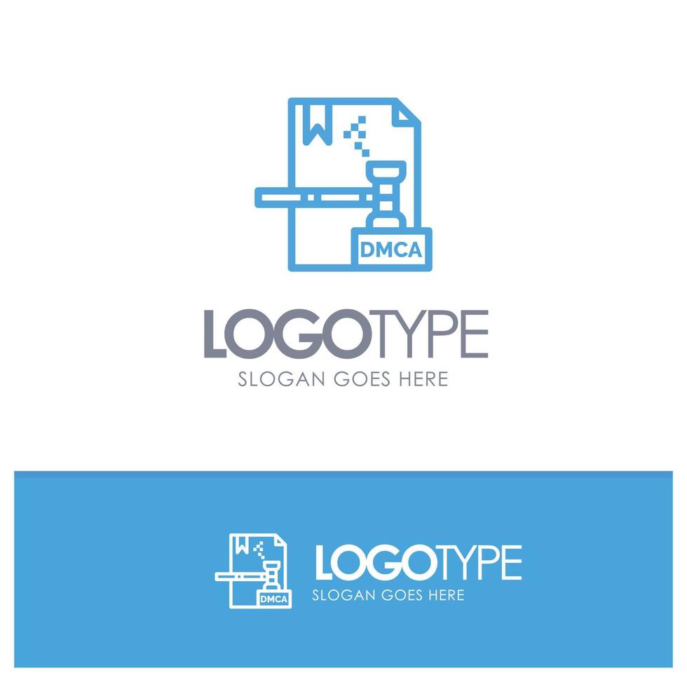 Business Copyright Digital Dmca File Blue outLine Logo with place for tagline vector