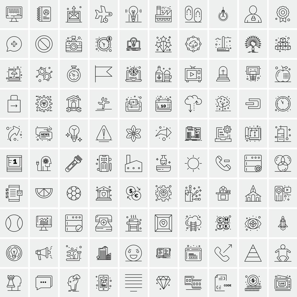 Set of 100 Creative Business Line Icons vector