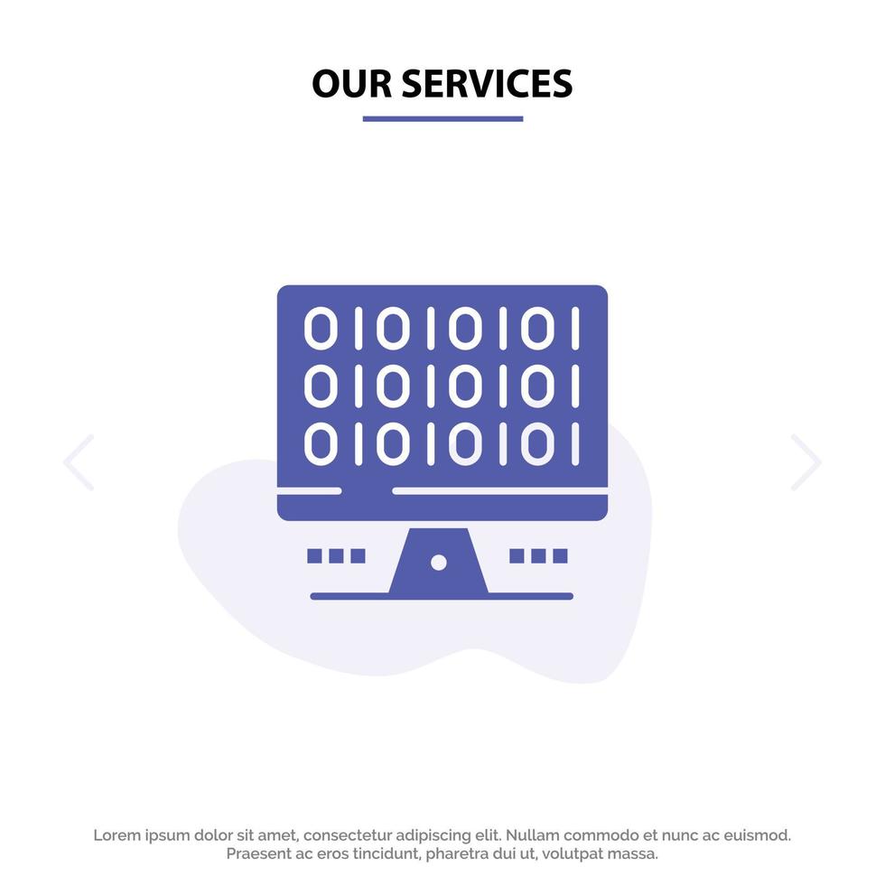 Our Services Web Computer Computing Server Solid Glyph Icon Web card Template vector