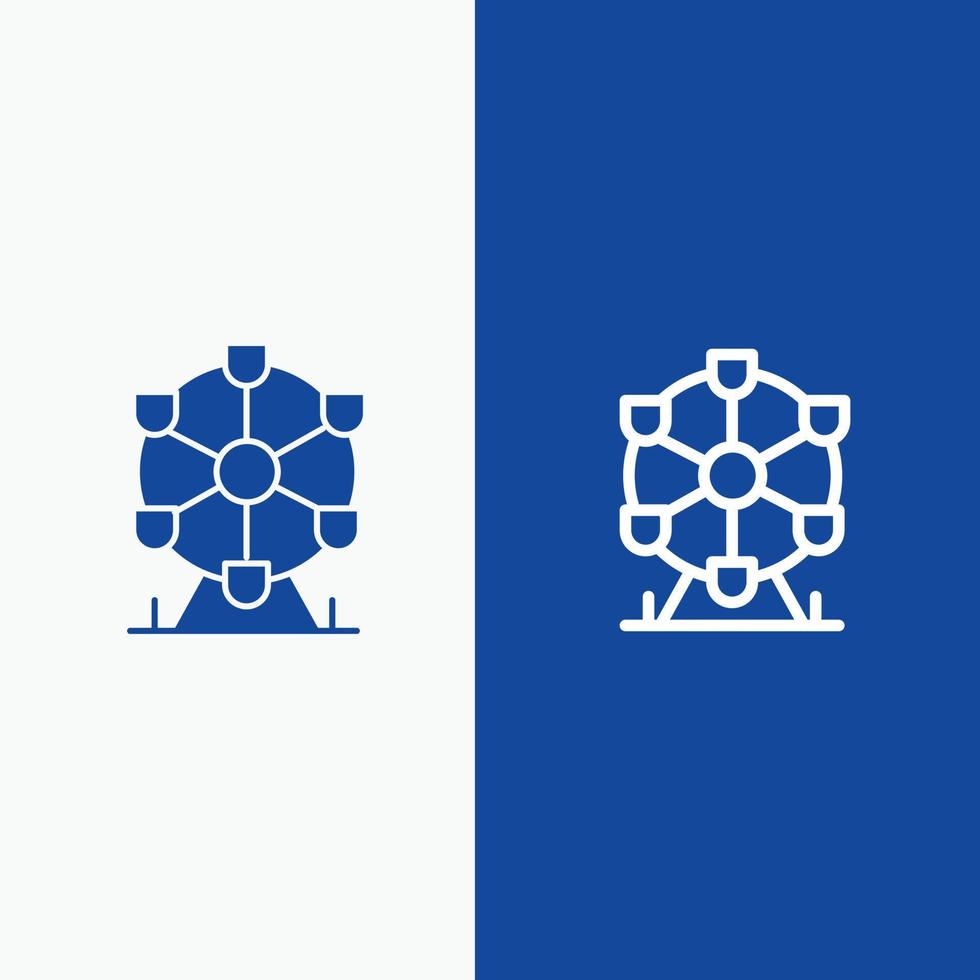 Atomium Landmark Monument Line and Glyph Solid icon Blue banner vector