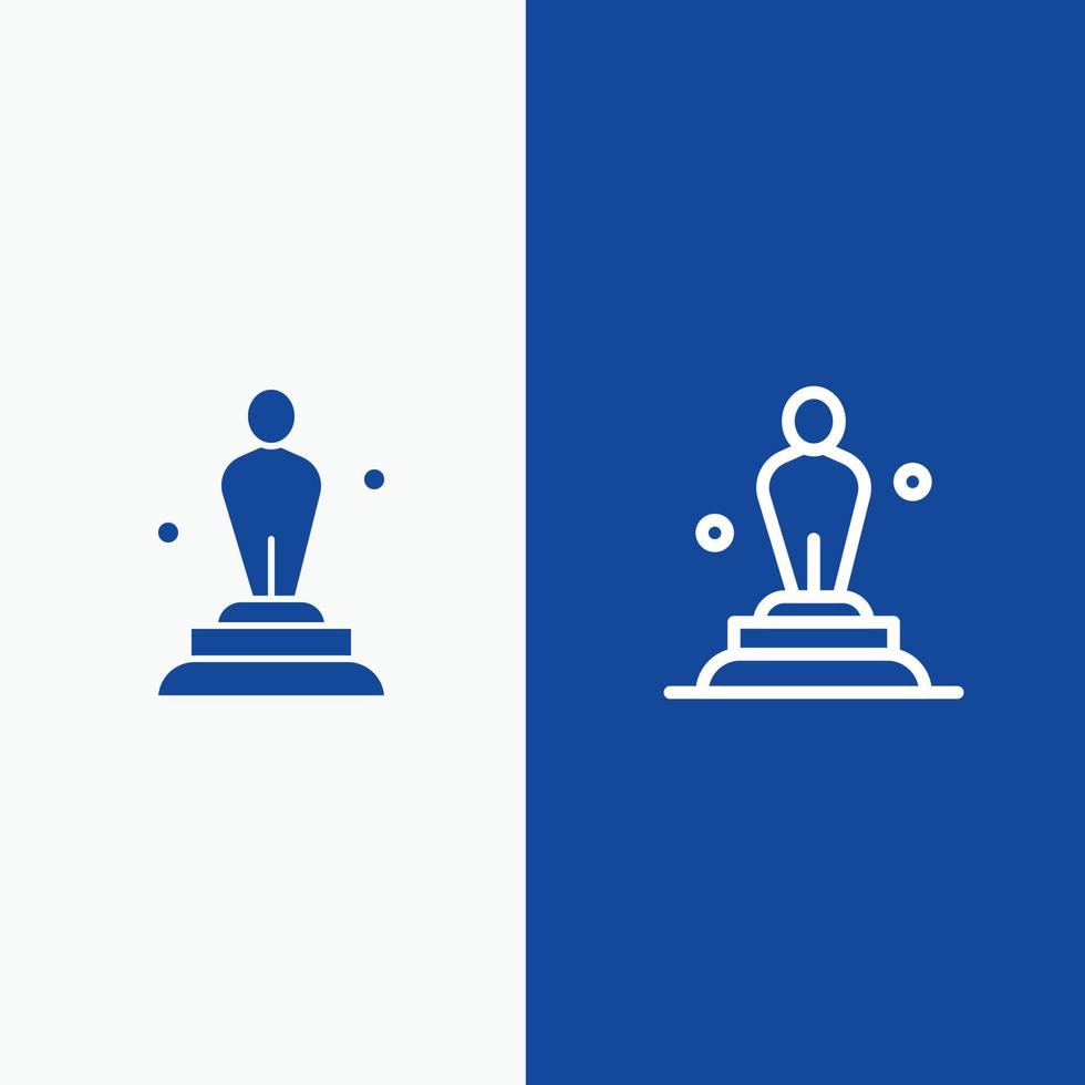 Academy Award Oscar Statue Trophy Line and Glyph Solid icon Blue banner Line and Glyph Solid icon Blue banner vector