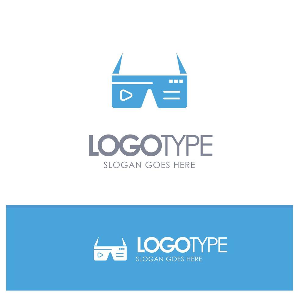 Computer Computing Digital Glasses Google Blue Solid Logo with place for tagline vector