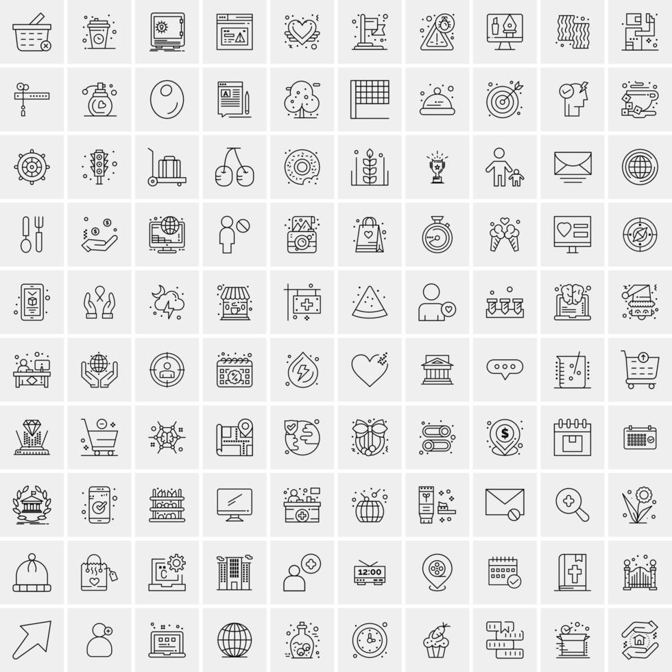 conjunto de 100 iconos de línea de negocios creativos vector