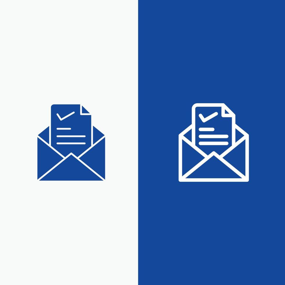 Mail Email Job Tick Good Line and Glyph Solid icon Blue banner Line and Glyph Solid icon Blue banner vector
