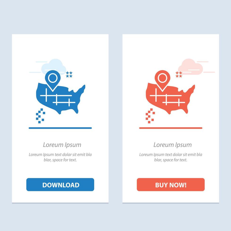 Location Map American  Blue and Red Download and Buy Now web Widget Card Template vector