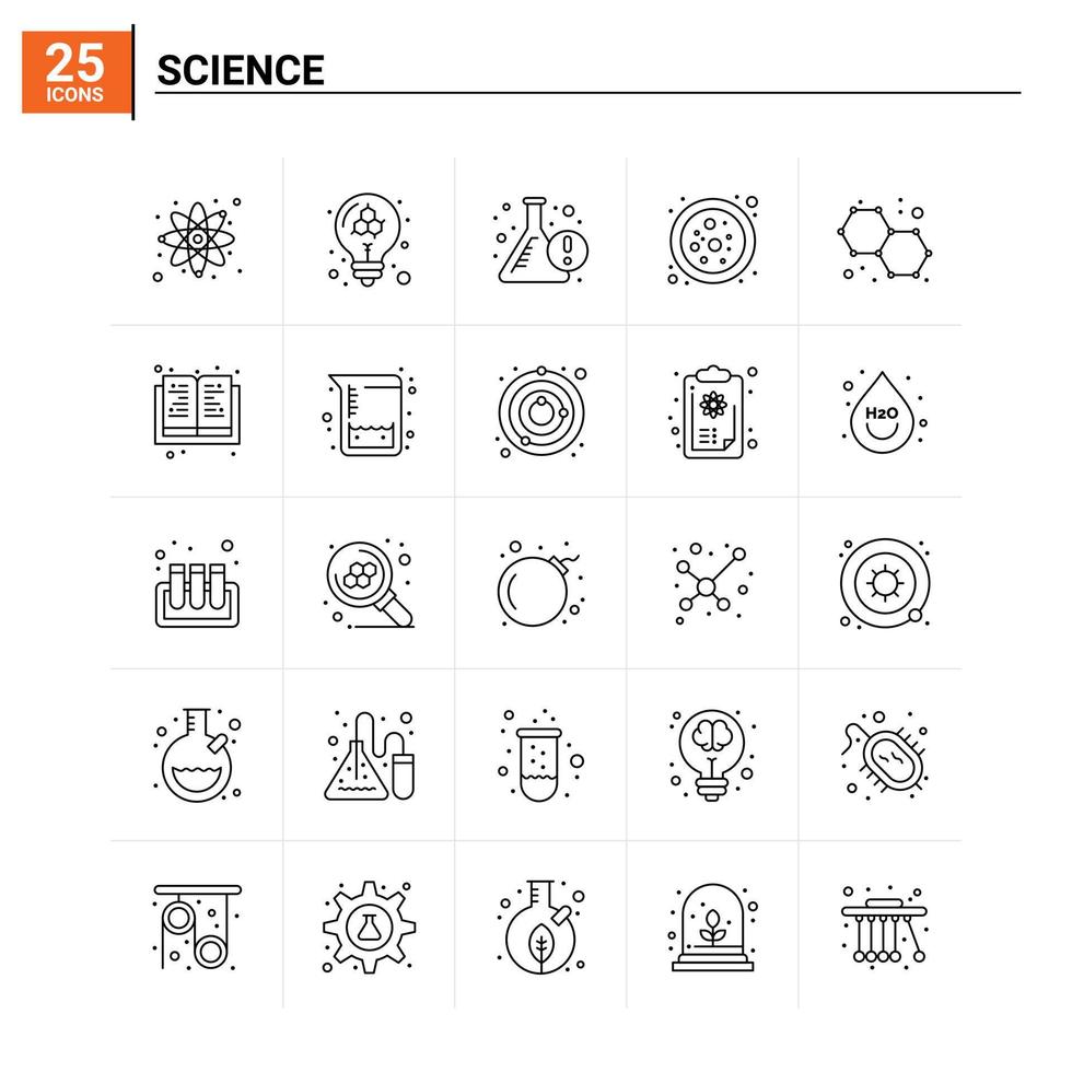 25 Science icon set vector background