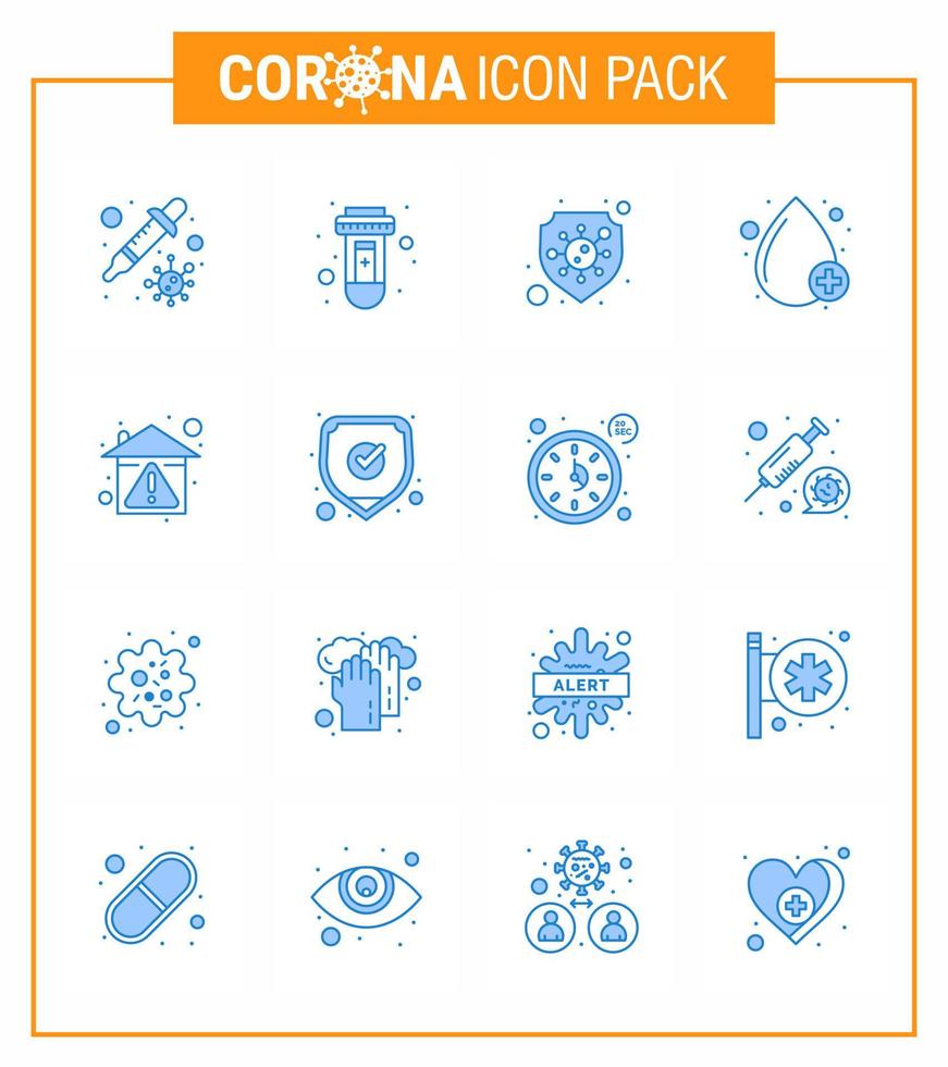 corona virus 2019 y 2020 epidemia 16 paquete de iconos azules como higiene protección positiva tipo sangre viral coronavirus 2019nov enfermedad vector elementos de diseño