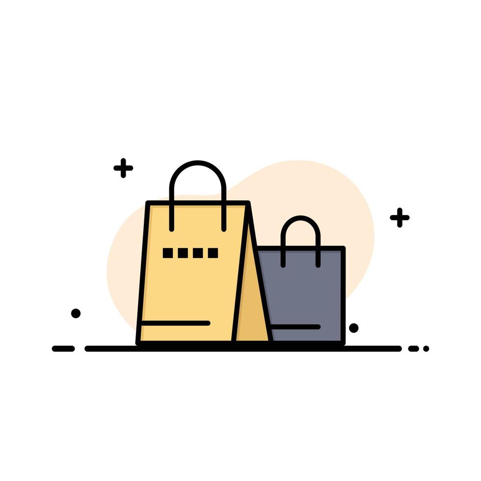 bolsa bolso compras tienda negocio línea plana lleno icono vector banner plantilla