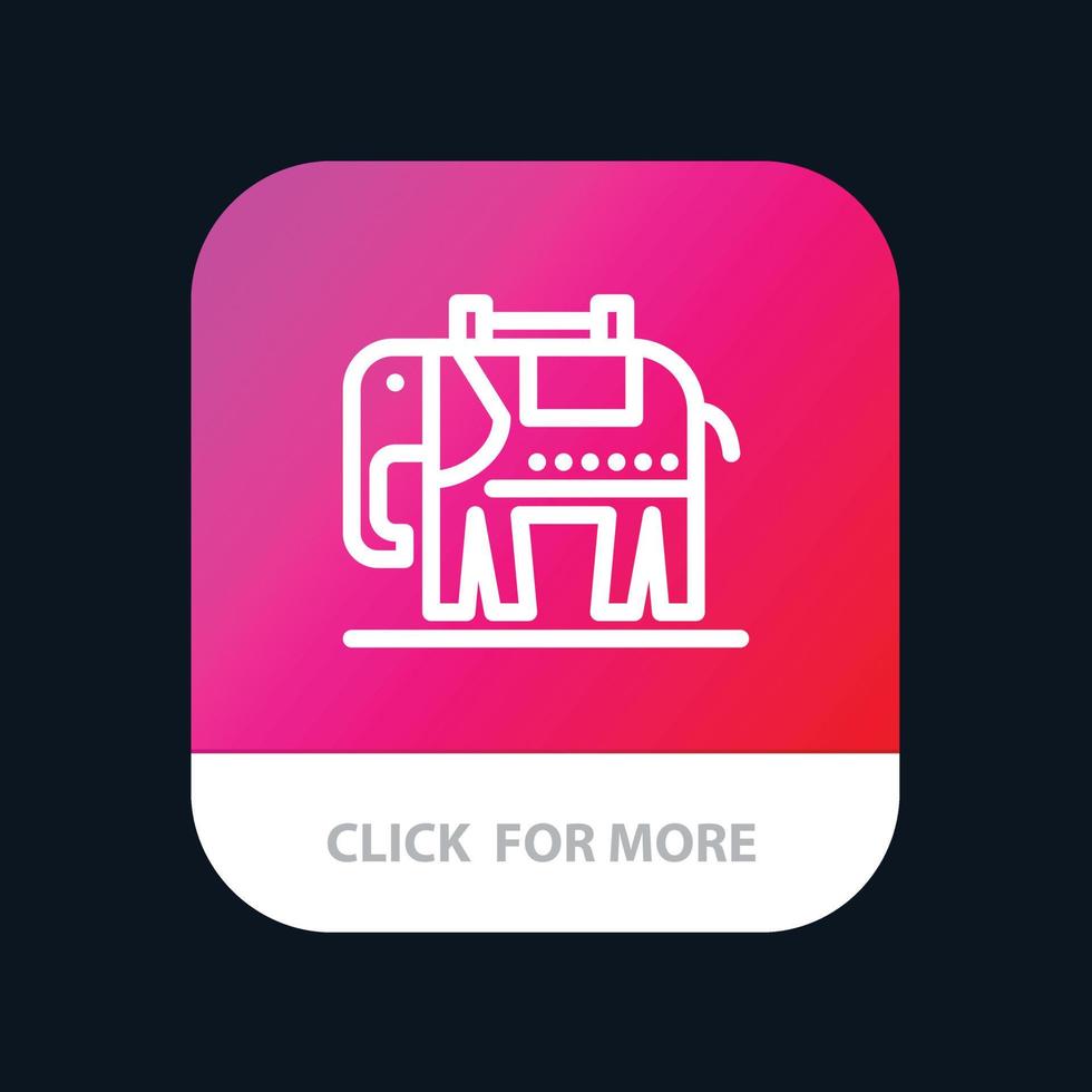 Elephant American Usa Mobile App Button Android and IOS Line Version vector