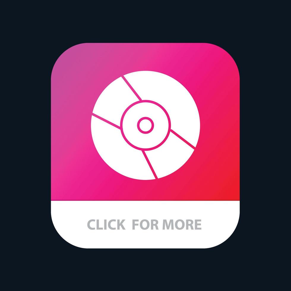 cd dvd dispositivo de disco botón de aplicación móvil versión de glifo de android e ios vector