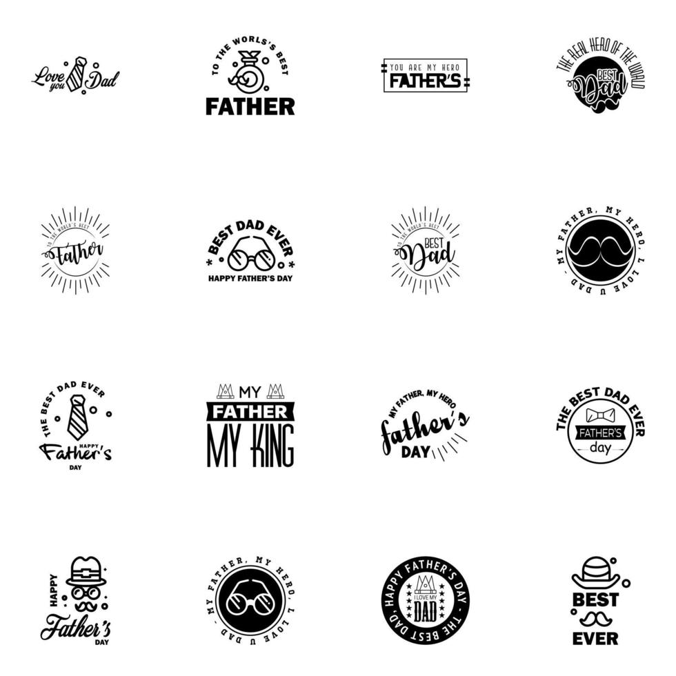 Happy Fathers Day Appreciation Vector Text Banner 16 Black Background for Posters Flyers Marketing Greeting Cards Editable Vector Design Elements