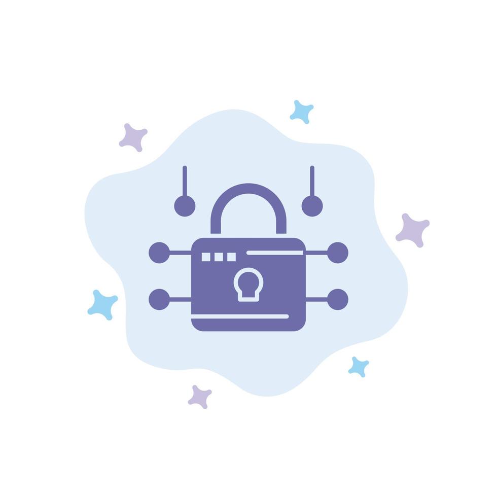 Lock Locked Security Secure Blue Icon on Abstract Cloud Background vector