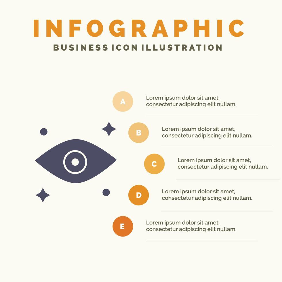 Eye Eyes Watching Solid Icon Infographics 5 Steps Presentation Background vector