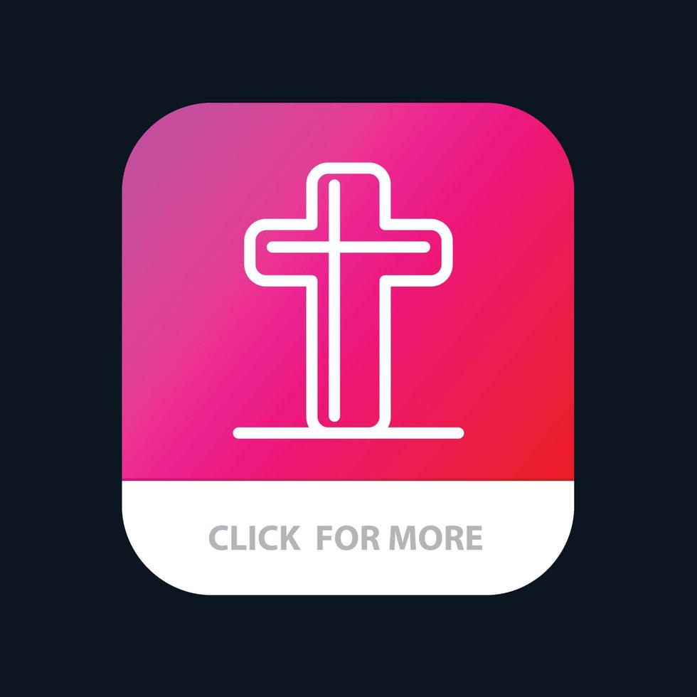 Celebration Christian Cross Easter Mobile App Button Android and IOS Line Version vector