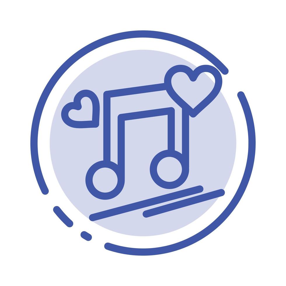 nodo de música letras de nodo canción de amor azul línea punteada icono de línea vector