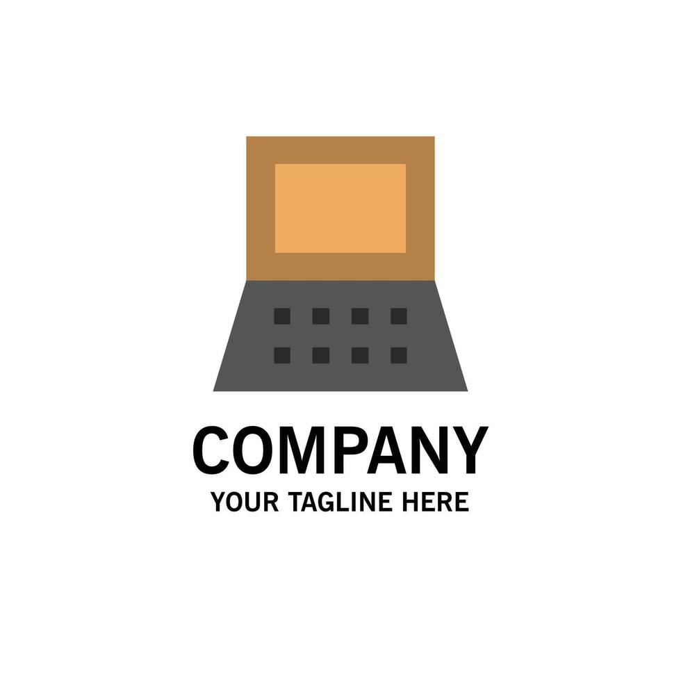Laptop Computer Hardware Business Logo Template Flat Color vector