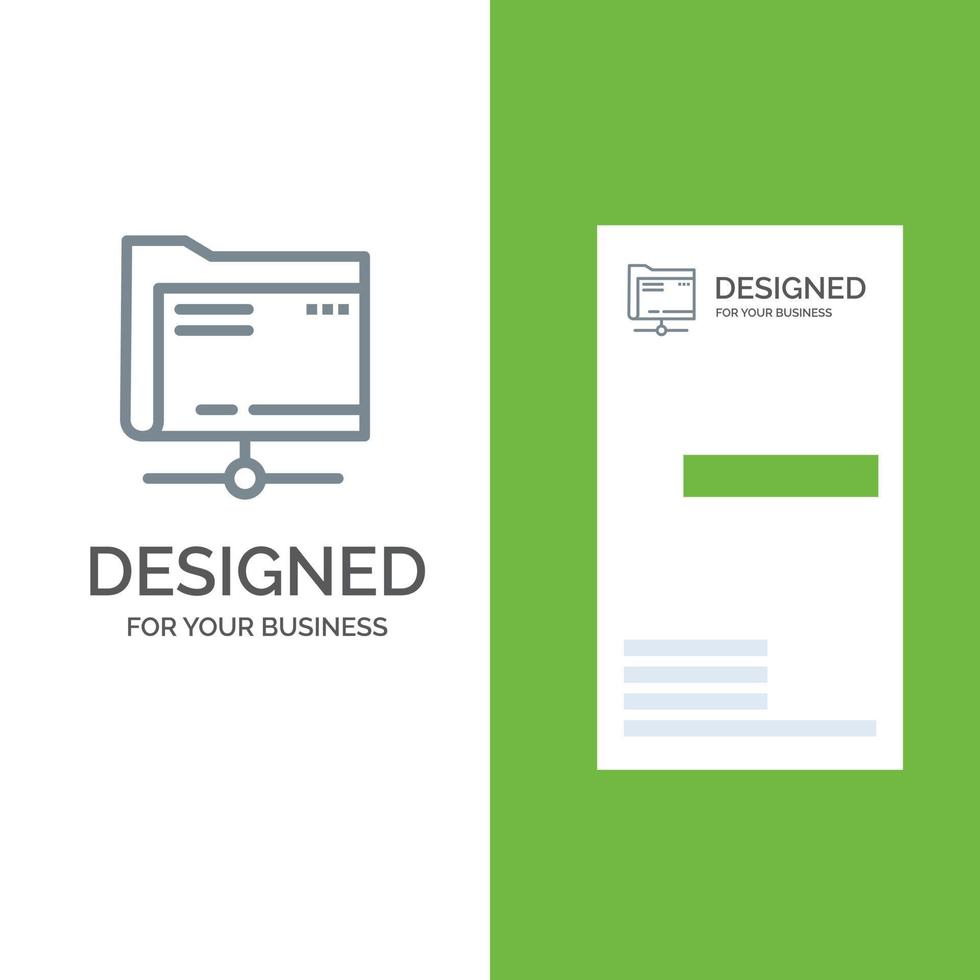 Folder Data Server Storage Grey Logo Design and Business Card Template vector