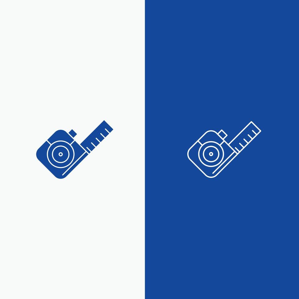 Measure Measuring Tape Tool Line and Glyph Solid icon Blue banner Line and Glyph Solid icon Blue banner vector