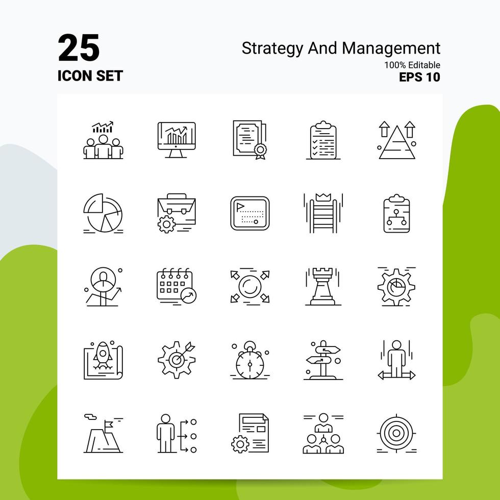 25 Strategy And Management Icon Set 100 Editable EPS 10 Files Business Logo Concept Ideas Line icon design vector