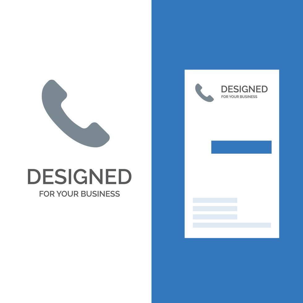 diseño de logotipo gris de llamada telefónica y plantilla de tarjeta de visita vector
