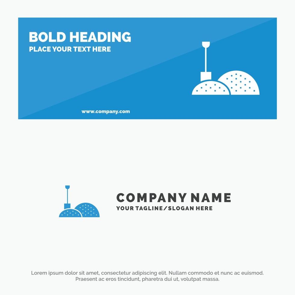 Construction Shovel Tools SOlid Icon Website Banner and Business Logo Template vector