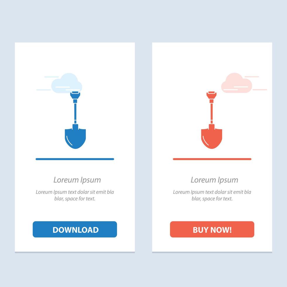 Showel Shovel Tool Repair Digging  Blue and Red Download and Buy Now web Widget Card Template vector