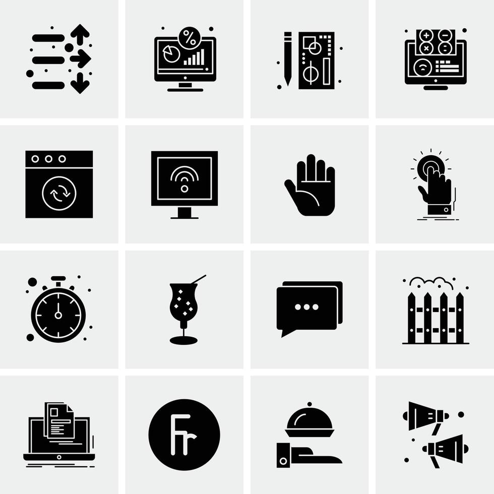 16 iconos universales de negocios vector ilustración de icono creativo para usar en proyectos relacionados con la web y dispositivos móviles