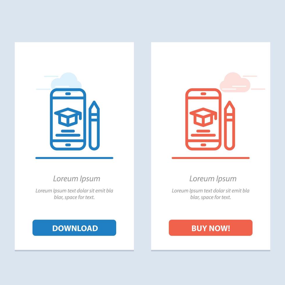 Cap Education Graduation Mobile Pencil  Blue and Red Download and Buy Now web Widget Card Template vector