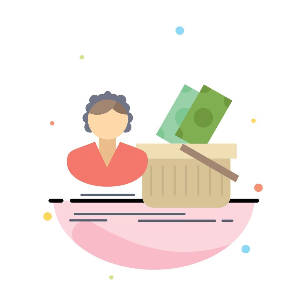 Salary Shopping basket shopping female Flat Color Icon Vector