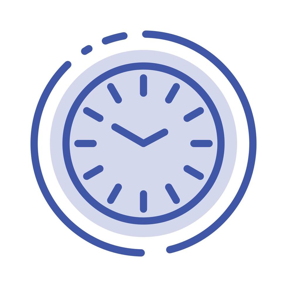 Time Clock Cleaning Blue Dotted Line Line Icon vector