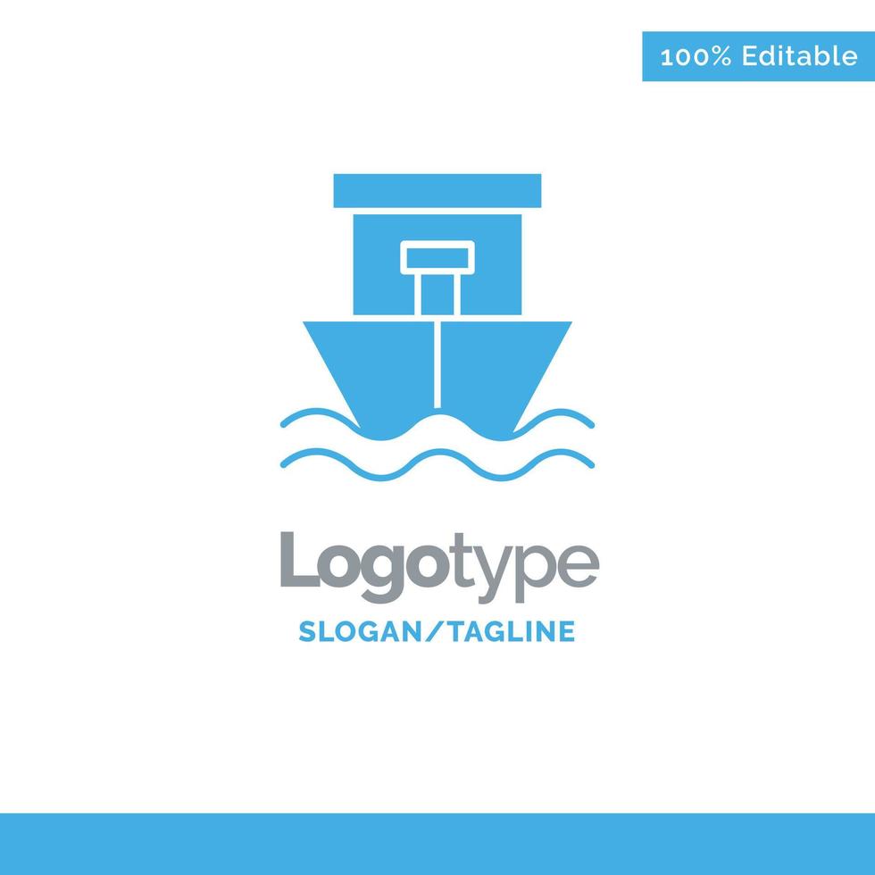 barco playa barco verano azul sólido logotipo plantilla lugar para eslogan vector