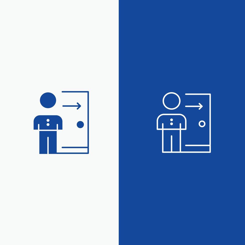 Dismissal Employee Exit Job Layoff Person Personal Line and Glyph Solid icon Blue banner Line and Glyph Solid icon Blue banner vector