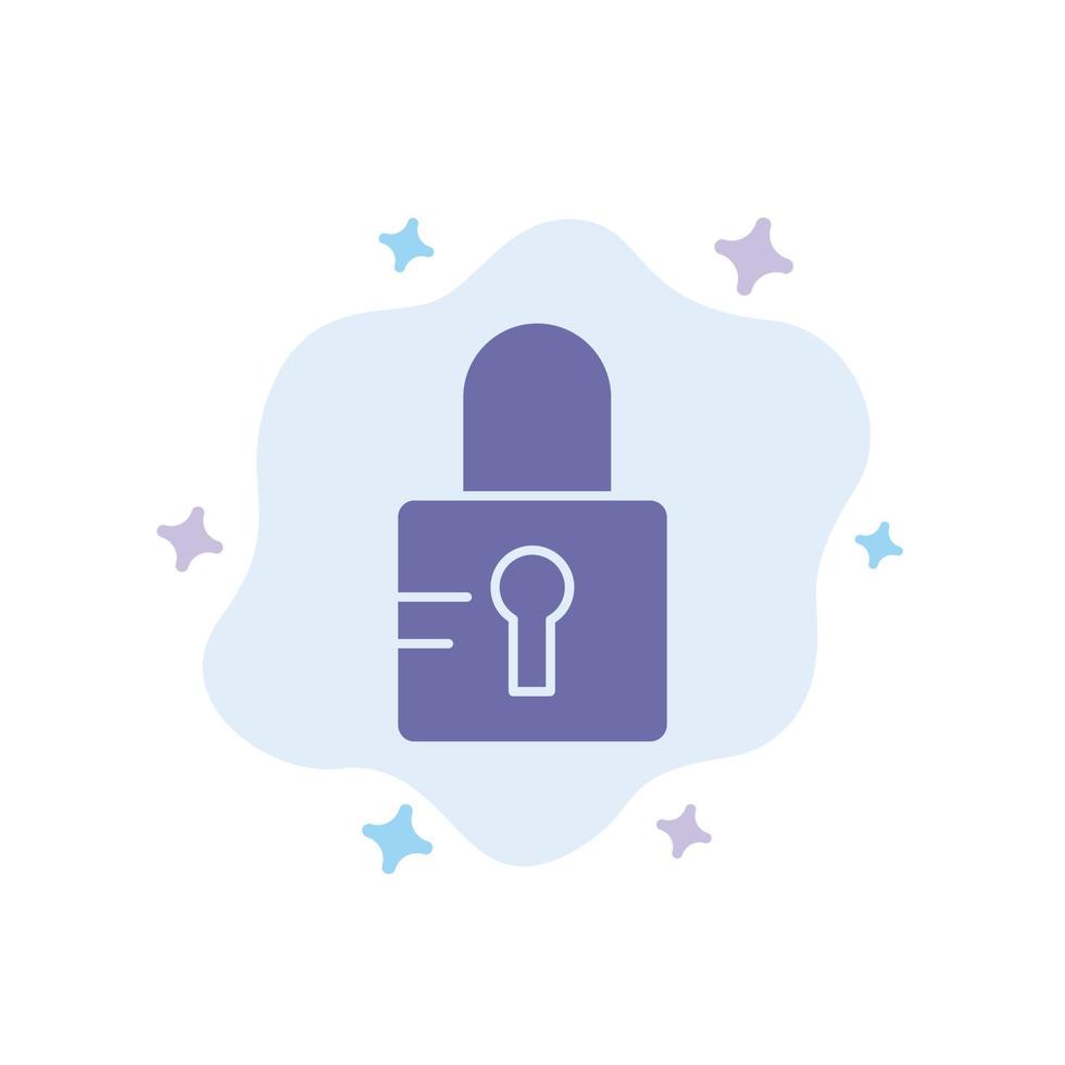 Lock Locked School Blue Icon on Abstract Cloud Background vector