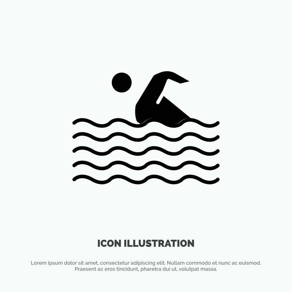 Activity Sport Swim Swimming Water solid Glyph Icon vector