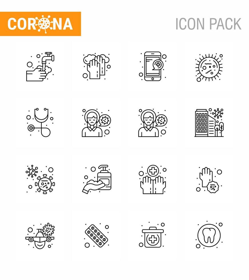 Coronavirus Awareness icon 16 Line icons icon included virus disease washing bacteria service viral coronavirus 2019nov disease Vector Design Elements