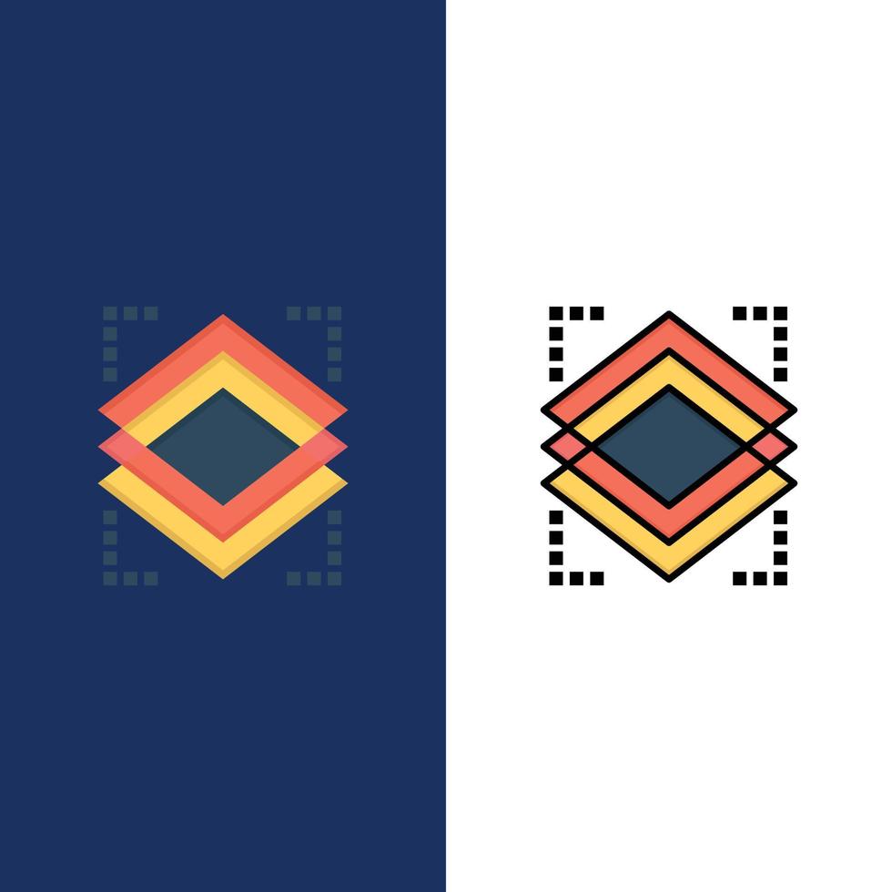 capas objeto capa servidor iconos plano y línea lleno icono conjunto vector fondo azul