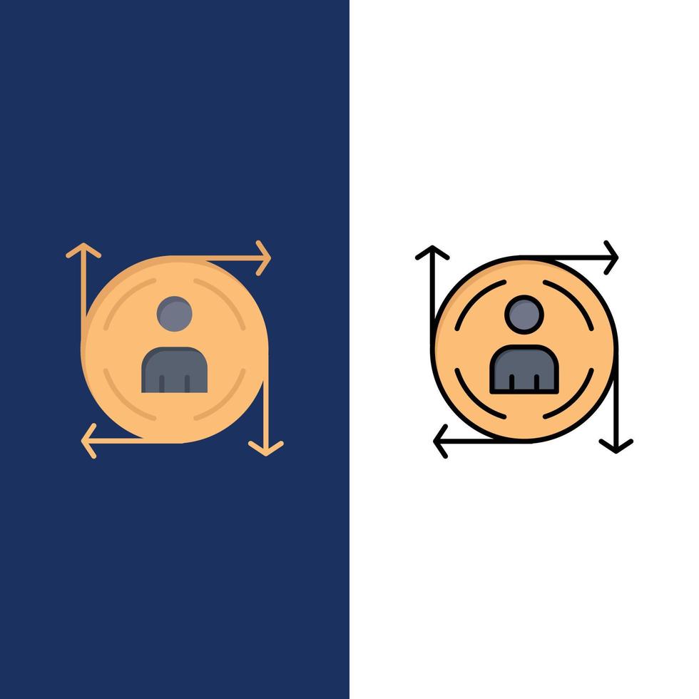 User Predication Arrow Path  Icons Flat and Line Filled Icon Set Vector Blue Background
