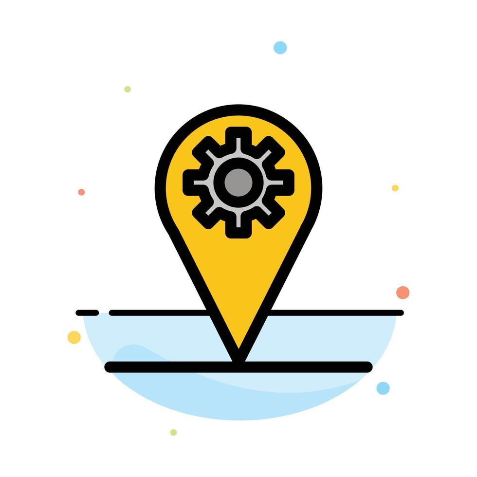 Business Location Map Gear Abstract Flat Color Icon Template vector