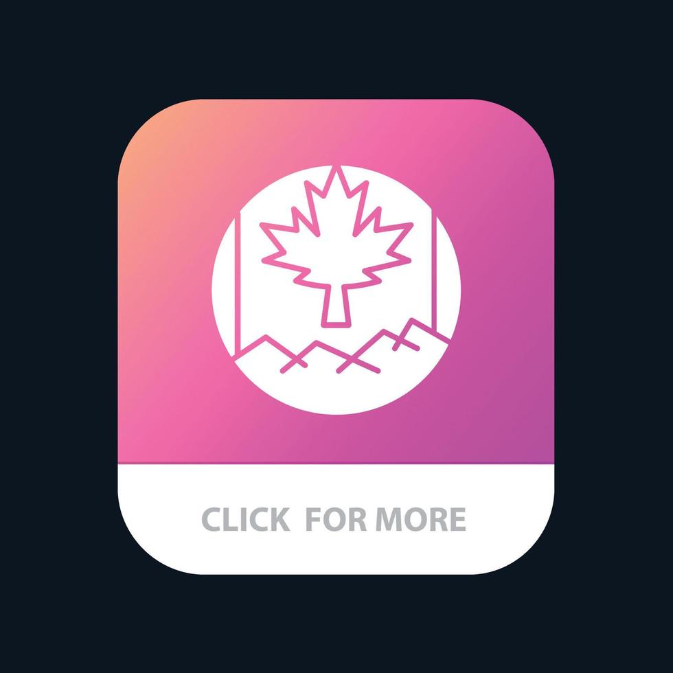 botón de la aplicación móvil de la bandera de la hoja de canadá versión de glifo de android e ios vector