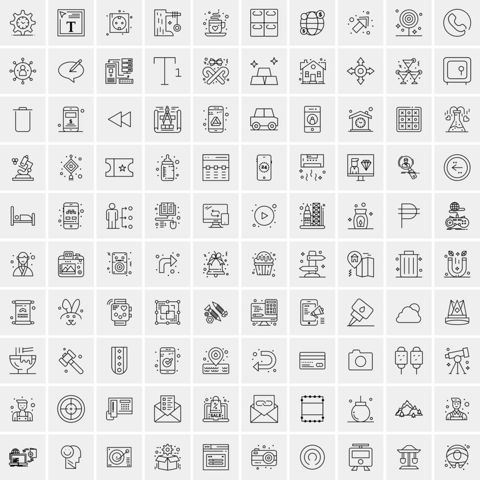 Set of 100 Creative Business Line Icons vector