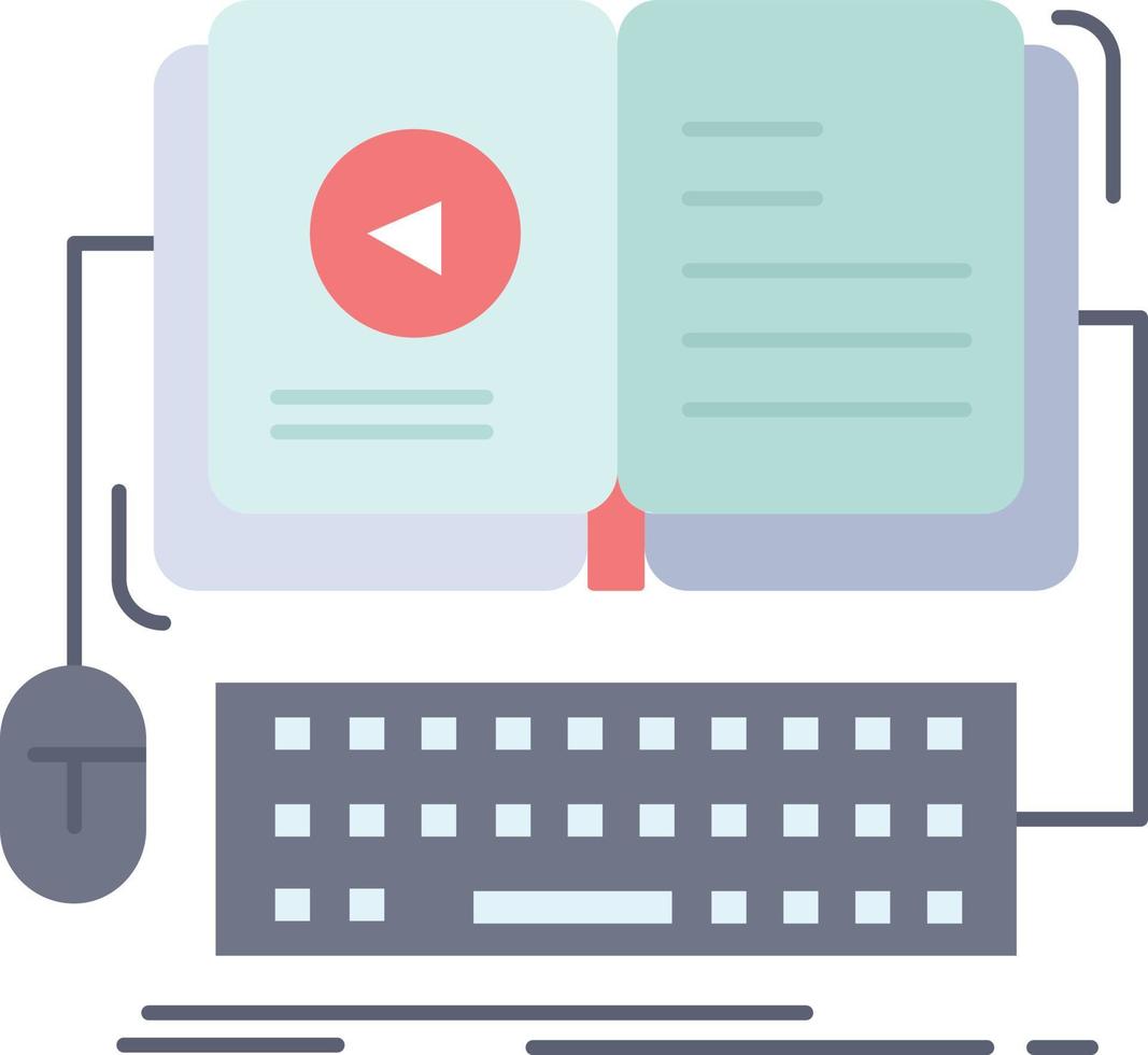 book ebook interactive mobile video Flat Color Icon Vector