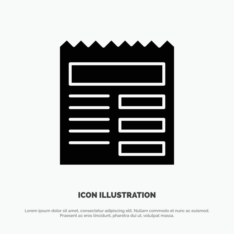 Document Text Basic Ui solid Glyph Icon vector