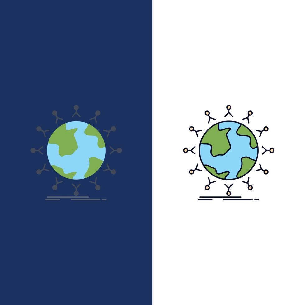 global student network globe kids Flat Color Icon Vector
