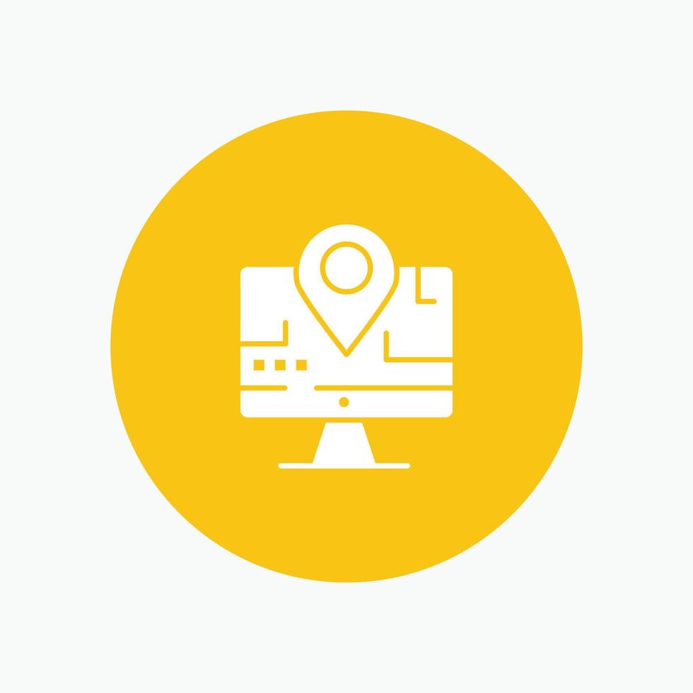 Computer Map Location Education white glyph icon vector