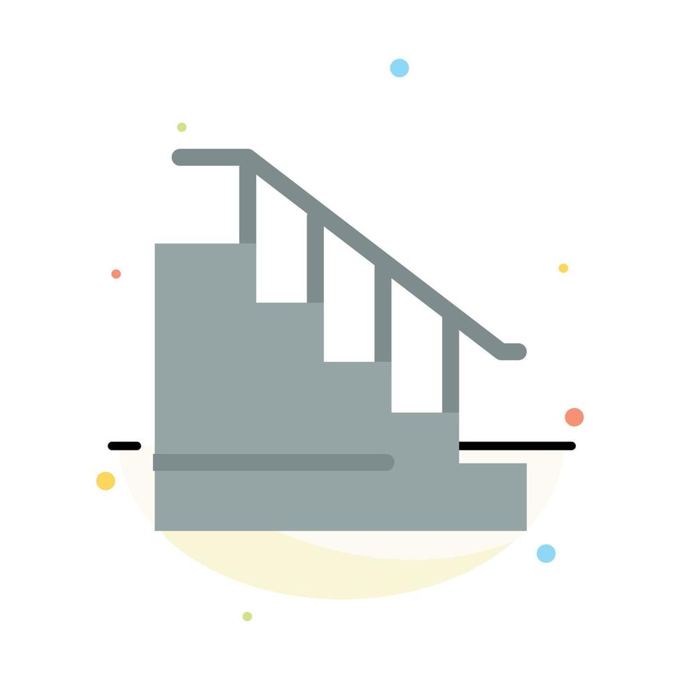 Construction Down Home Stair Abstract Flat Color Icon Template vector